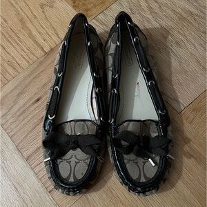 Coach Carisa Brown and Beige Logo Loafters